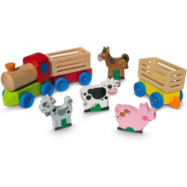 TREN DE MADERA CON ANIMALES DE CAMPO - Imagen 2