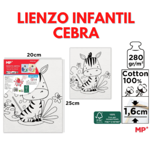 LIENZO INFANTIL CEBRA (20x25 cm)