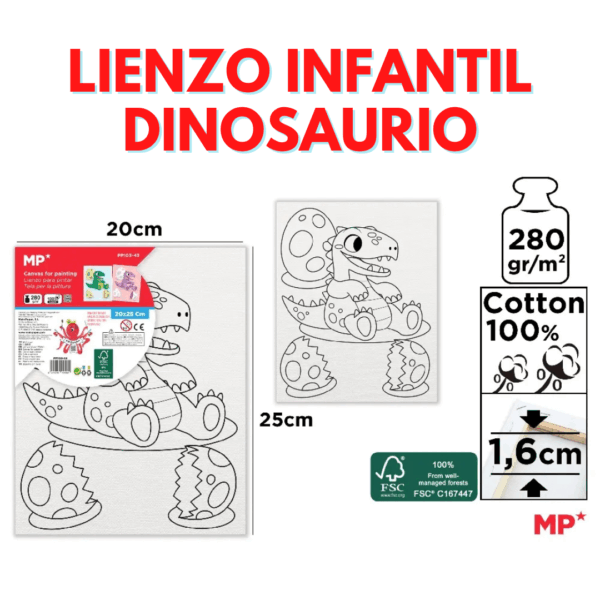 LIENZO INFANTIL DINOSAURIO (20x25 cm)