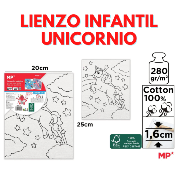 LIENZO INFANTIL UNICORNIO (20x25 cm)
