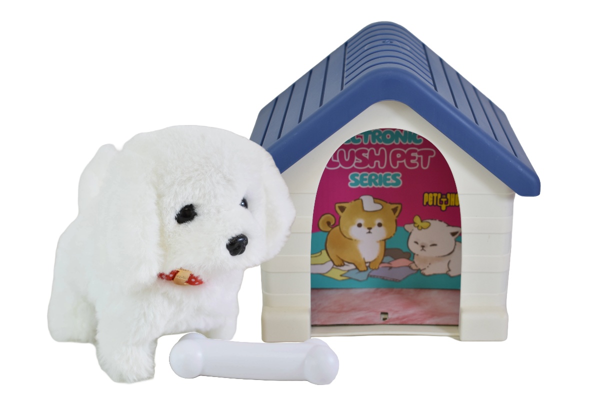 Perro en casita con sonido y movimiento 30 x 17 x 20 cm