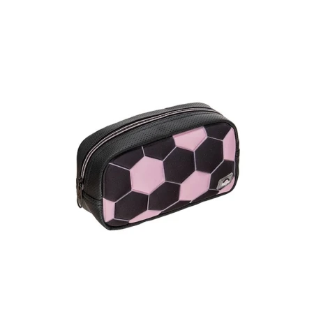 Cartuchera Oval Filgo Negra y Rosada – Diseño Fútbol - Imagen 2